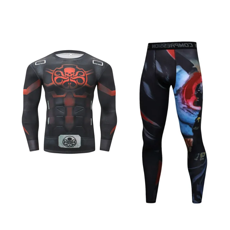 Компрессионная футболка BJJ MMA Rashguard мужские спортивные костюмы новые 3D комплекты