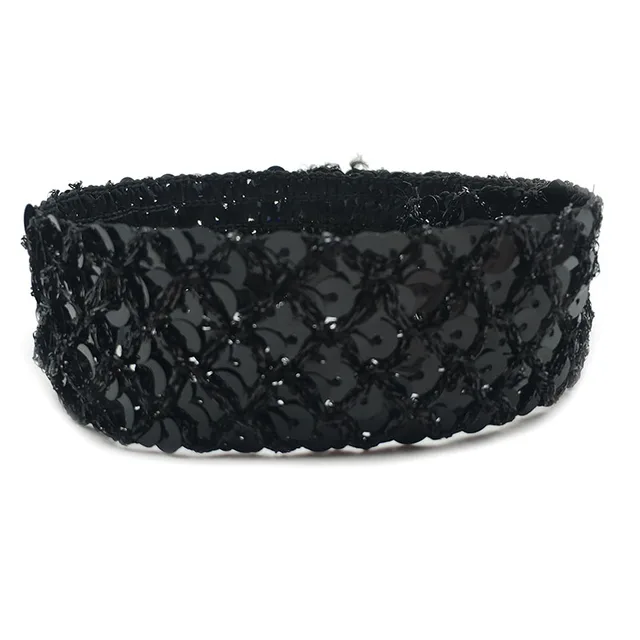 8Meters Meetee Sequin Lace Trim Ribbons Gold Silver Trims Fabric Stage Costume Dance Dress Paillette Band DIY Sewing Accessories black