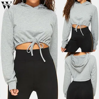 

Womail Women Sweatshirts Autumn hip hop Solid hoodie Sweatshirts kpop Female Long Sleeve Bangtan 2019 Korean outwear Lace Up 726