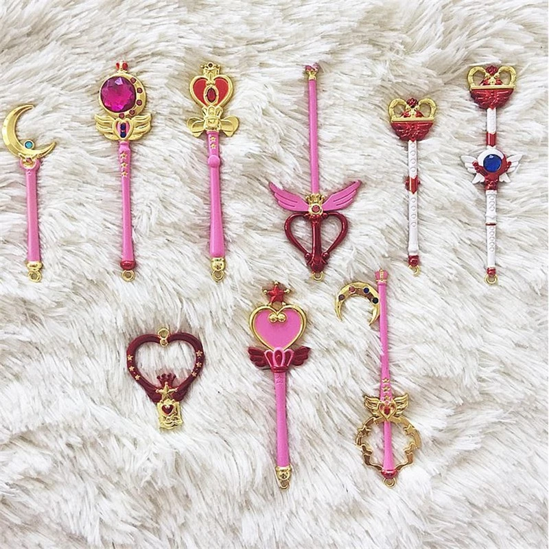 Details about   Anime Card Captor Sakura Necklace key chain magic wand new a ornament set 