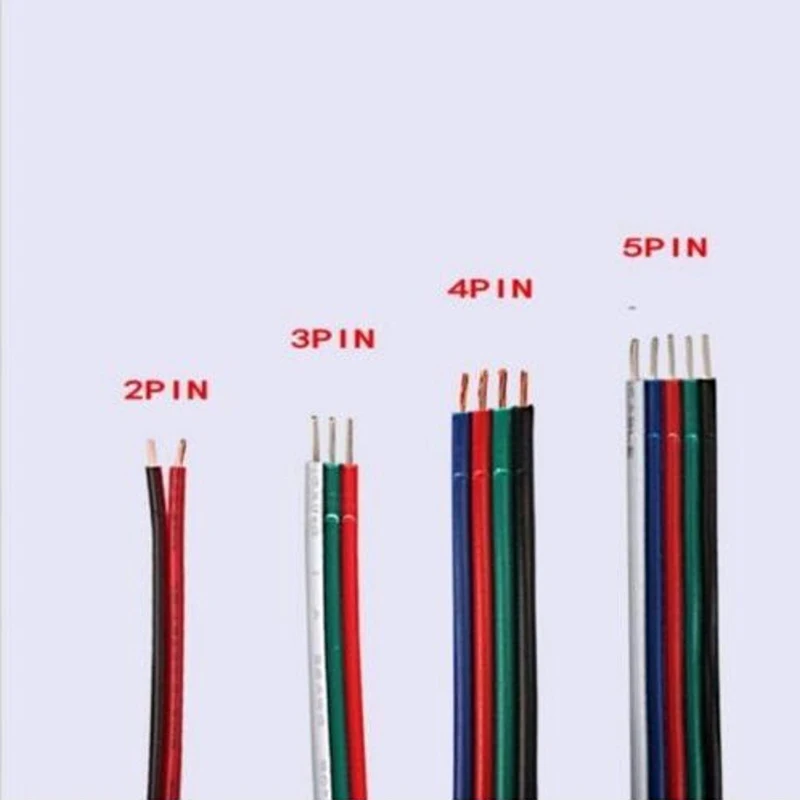 2/3/4/5 Pin AWG Extension Cable LED Strip Light Power Cord Wire for 12v