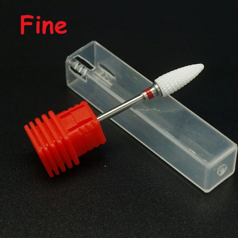  1pcs White Ceramic Nail Drill Bit Pedicure Machine Calluses Flame Bit Tools 3/32