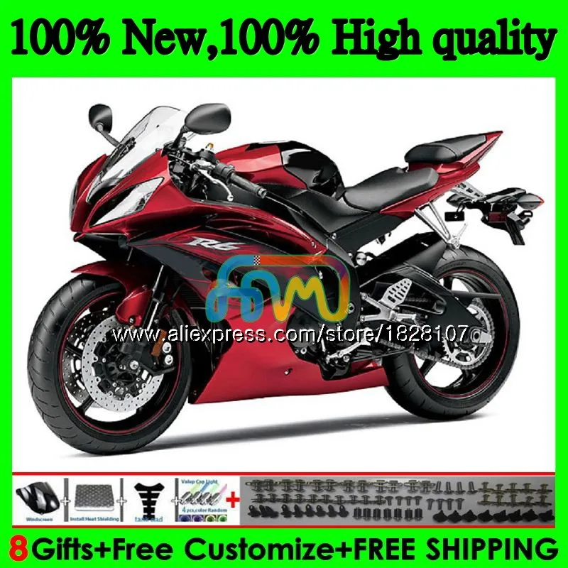 YZF-600 для YAMAHA YZF R6 YZF600 YZFR6 08 13, 14, 15, 16 лет 75BS. 172 YZF 600 R 6 YZF-R6 2008 2013 обтекателя глянцевый красный