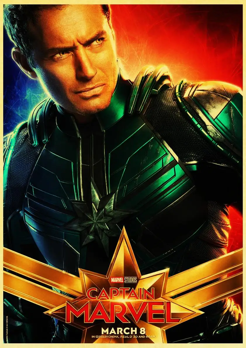 Фильм Marvel постер капитан Марвел ретро крафт-бумага постер хорошее качество печатные настенные художественные декоративные картины для дома комнаты