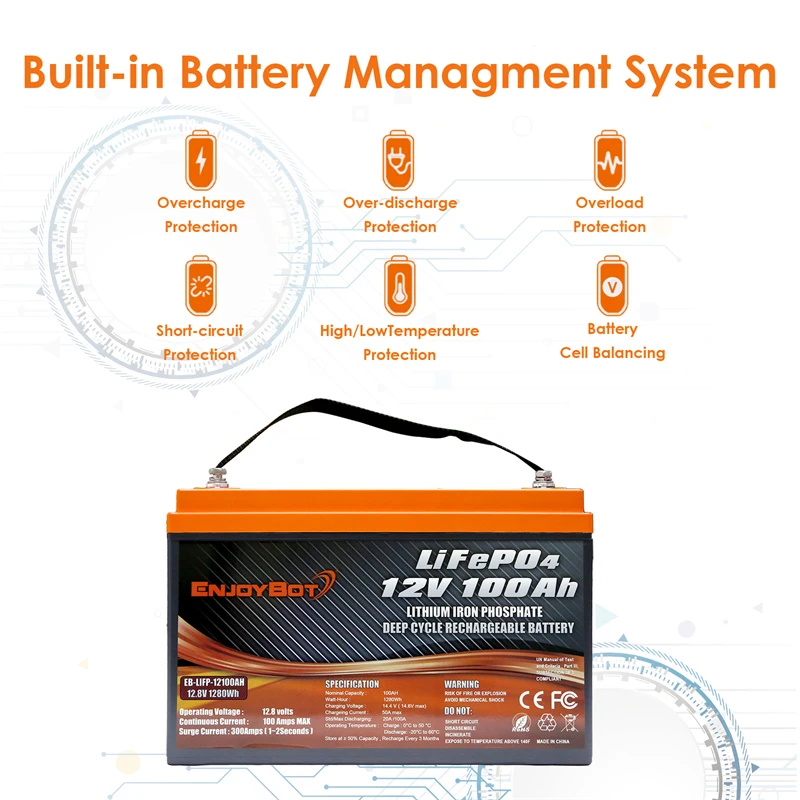 Enjoybot Lithium Battery 24v 100ah High & Low Temp Protection for Mari –  Enjoybot Official Store