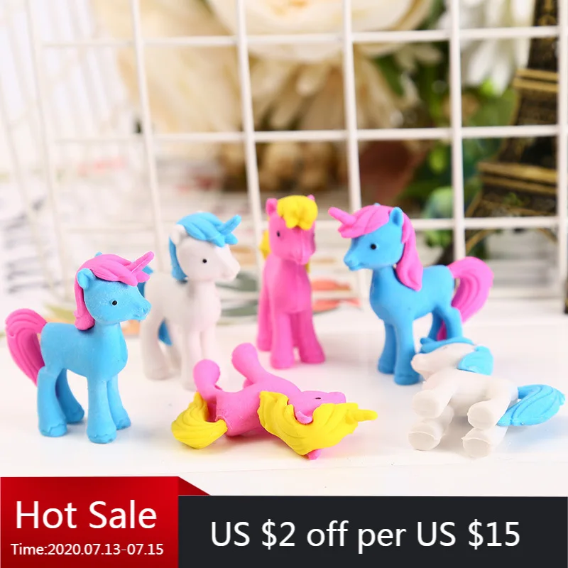 20 PCs creative cartoon cute pony unicorn eraser Children student Stationery New Eraser | Канцтовары для офиса и дома