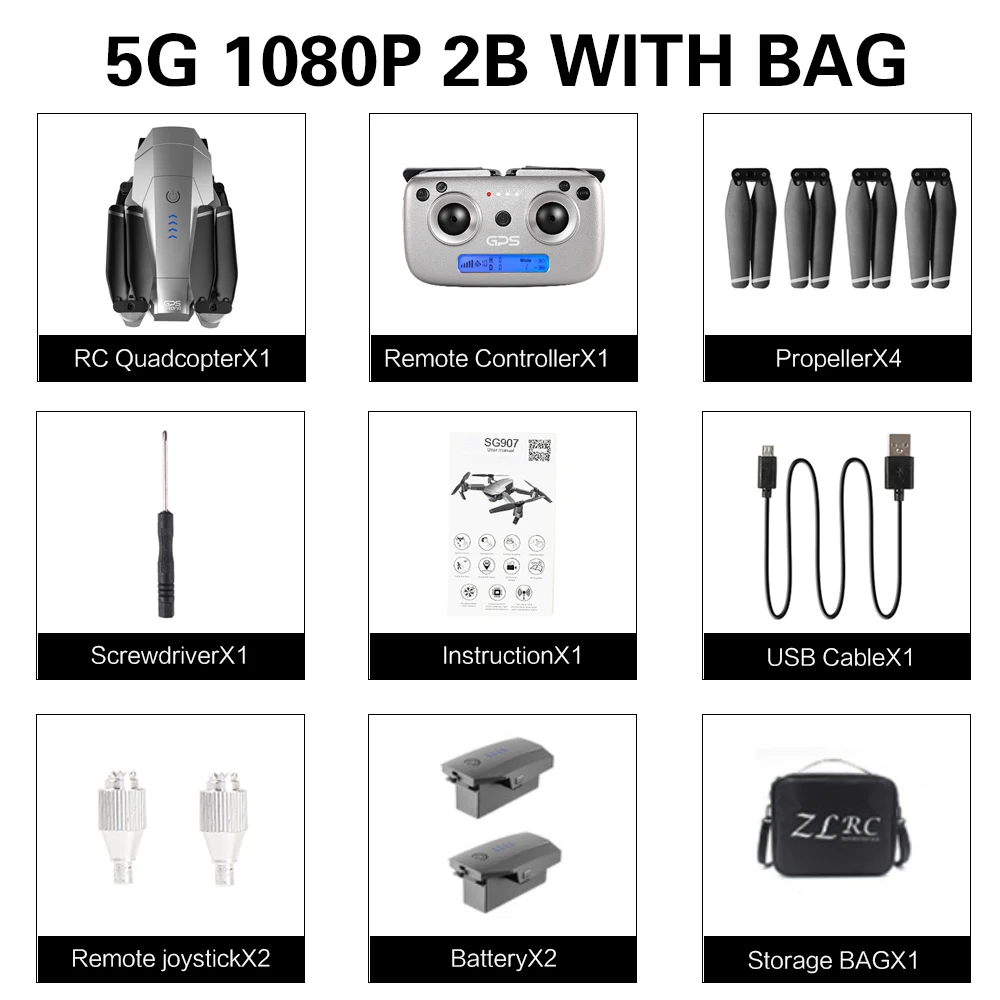SG907/SG901 gps Дрон с 4K HD двойной камерой Широкий угол 5G wifi FPV RC Квадрокоптер складной Дрон Профессиональный gps следуй за мной - Цвет: 5G 1080P 2B with bag