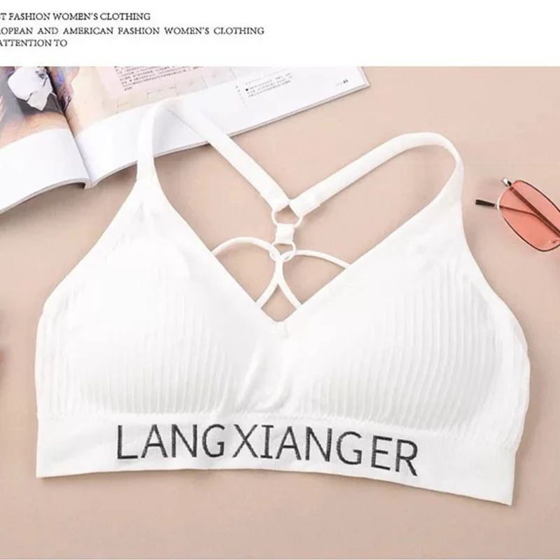 Sexy Letter Print Tank Top For Women Push Up Bra Lingerie Wire Free Fashion Breathable Underwear