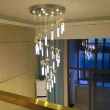 Le scale droplight doppio ingresso edificio lampade a sospensione cristallo moderno soggiorno lampadario lungo lampada creativa a LED
