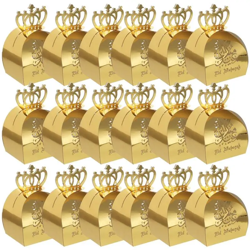25Pcs Hollow-Out Candy Storage Boxes Muslim Paper Sweets Party Favors Hollow Crown Box For Eid Al Fitr | Дом и сад