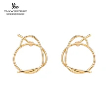 YMYW, стильные серьги-гвоздики уникального дизайна с геометрическим рисунком, очаровательные медные позолоченные серьги 16 к для женщин, вечерние серьги