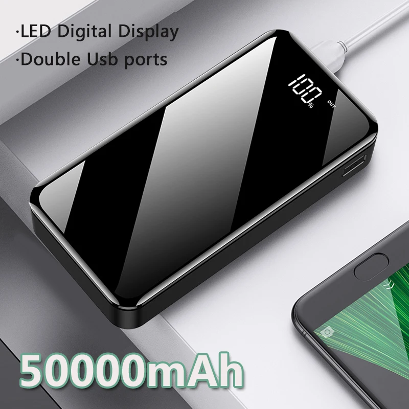 

18650 Power Bank 50000mAh Fast Charger LED 2 Usb Portable External Battery Pack Batteries Powerbank for Samsung Xiaomi Phone
