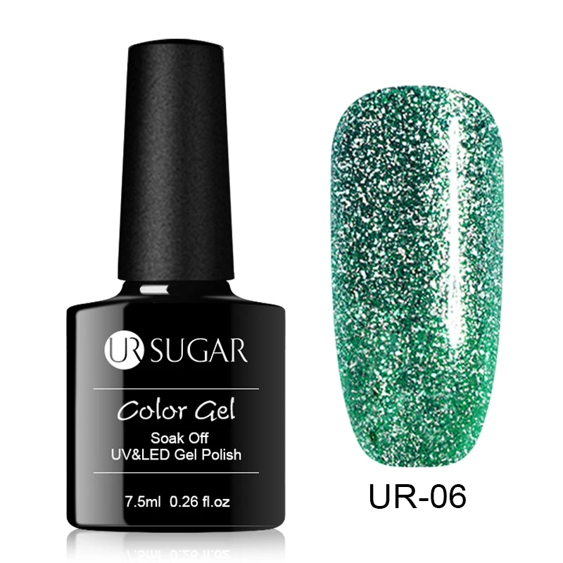 Ur Sugar 7,5 мл Платиновые блестки Led гель замочить от ногтей гель лак голографическая блестящая декор с блестками УФ Гель-лак для маникюра - Цвет: Platinum 6