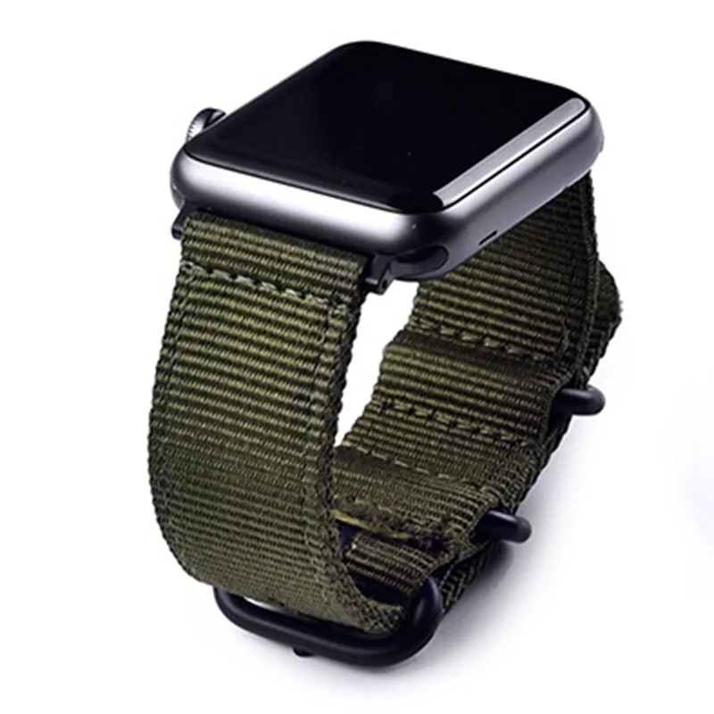 Армейский зеленый Для iWatch 1 2 3 4 5 нейлоновый ремешок для часов аpple черная Пряжка тканый ремешок 38 мм 40 мм 42 мм 44 мм - Цвет ремешка: Армейский зеленый