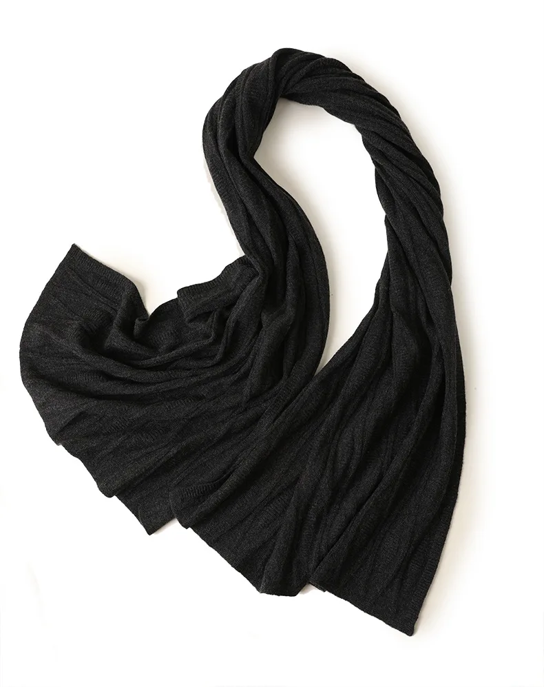 Вязаный шарф из кашемира пашмины для женщин, зимние одноцветные шарфы, длинный шарф для женщин, шали 225 г