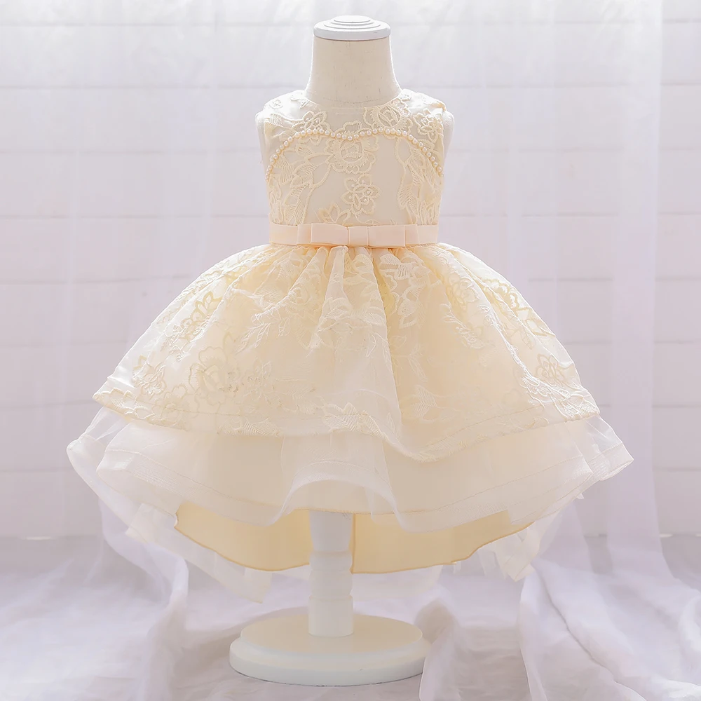 Infant Trailing Baptism Dress Baby Girl Year Birthday Princess
