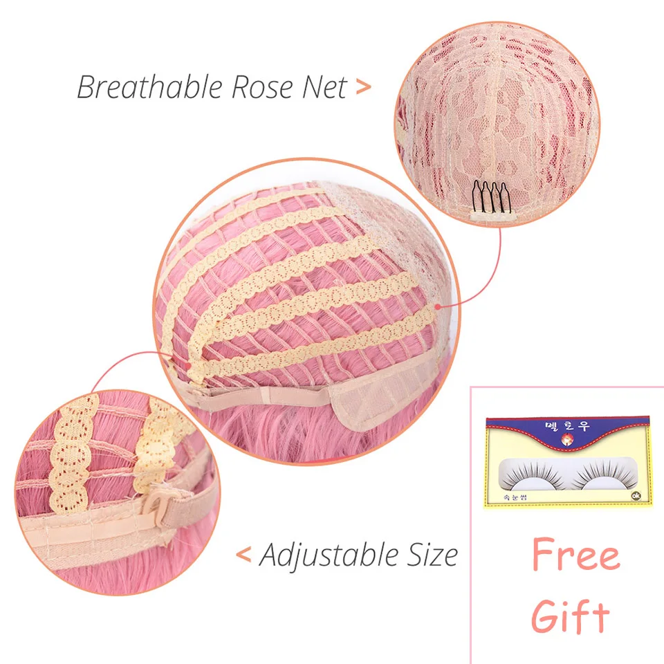 Online AISI SCHÖNHEIT Kurze Perücke mit Pony Wasser Welle Synthetische Perücken für Frauen Rosa Nette Lolita Cosplay Weibliche Täglichen Falsche Haar