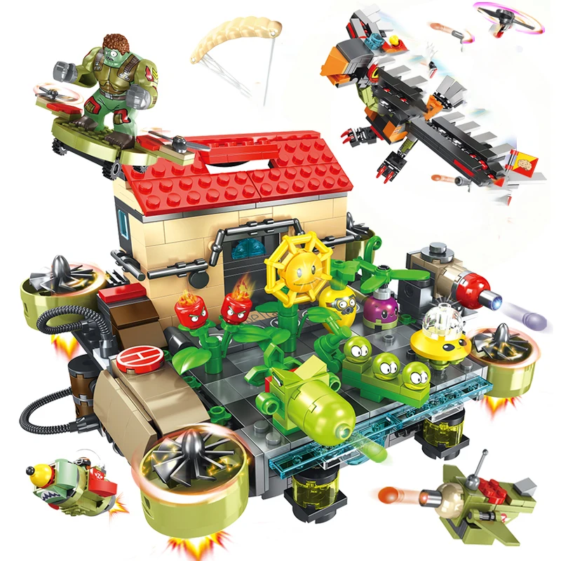 Конструктор зомби битва за небо строительство сумасшедший задний двор набор для
