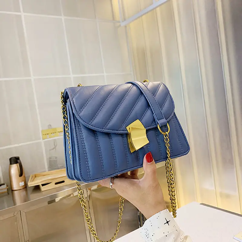

High quality Lingge chain Shoulder Messenger Crossbody Bags Women's Handbag 2019 New Fashion PU Leather Flap Purse female Tote
