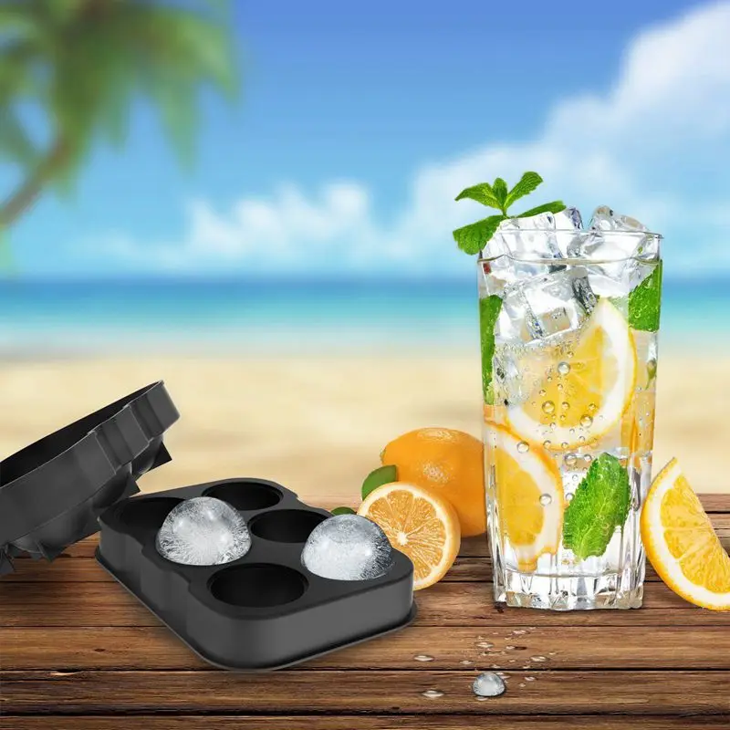 NEW-Ice Square Trays(Set of 2) Black Silicone 6 Giant Ice Ball Square Maker Use for Kids with Candy Pudding Jelly Milk Juice Ch