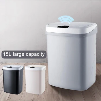 

15L Automatic Touchless Intelligent Induction Motion Sensor Dustbin Trash Can, Touch-Free Rectangular Kitchen Trash Can Recycler