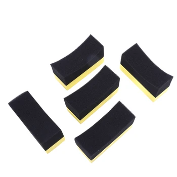 

5x Professional Automotive Car Wheel Washer Tyre Tire Dressing Applicator Curved Foam Sponge Pad Black+yellow