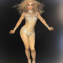 Блестящие большие очки комбинезон украшенный кристаллами женский стрейч комбинезон наряд Bling Стразы для ночного клуба Бар блестящий костюм камни одежда