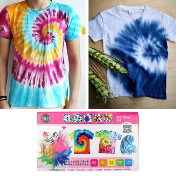 

Permanent Tie Dye Kit Adults Kids Art Vibrant Fabric Pigment Decorating Party Supplies Textile DIY Clothing One Step With Gloves