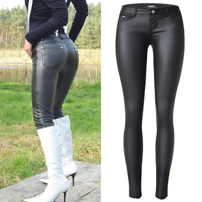 low waist leather pants