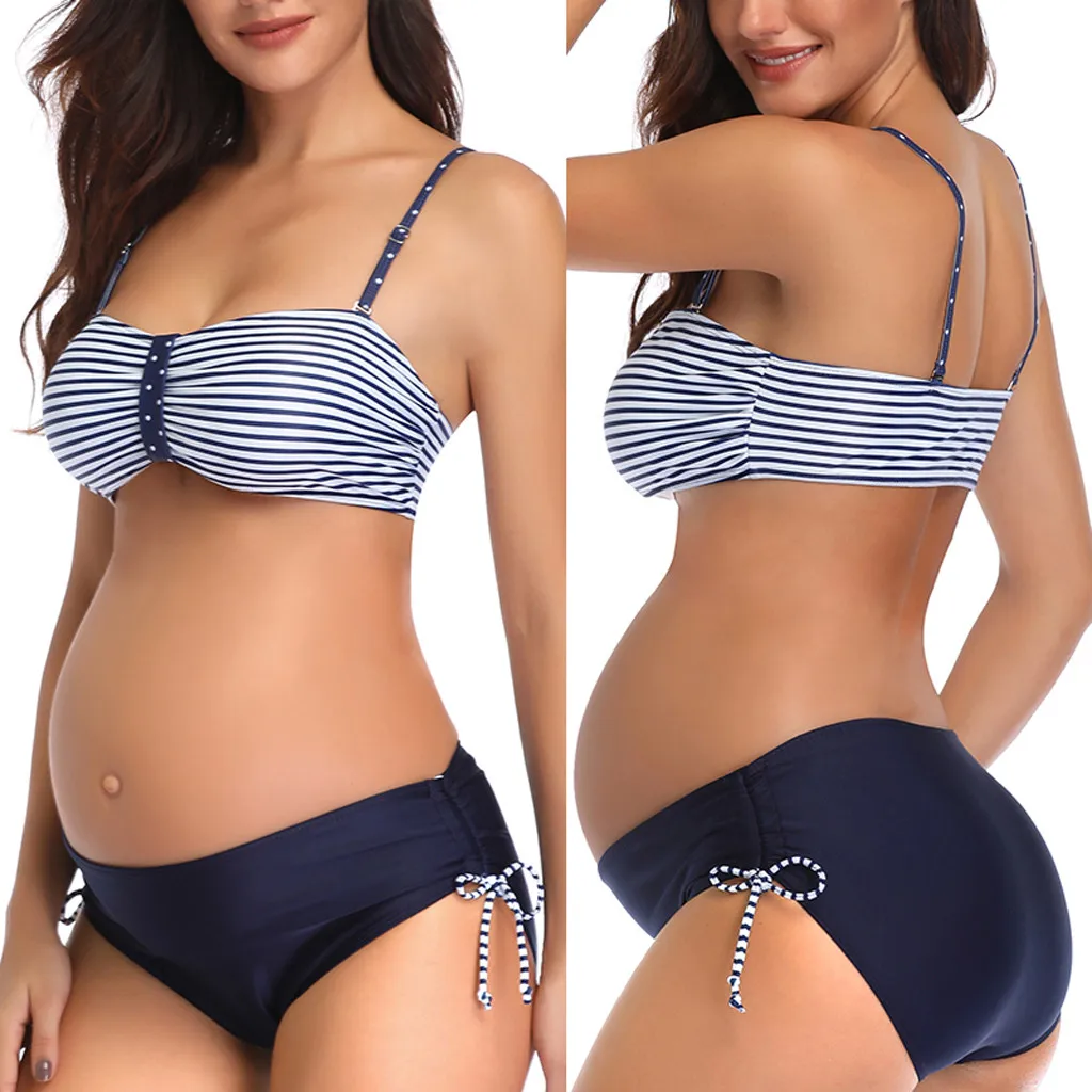 Maternity Swimwear Tankinis Women Printed Flower Bikinis Swimsuit Beachwear Pregnancy Swimsuit