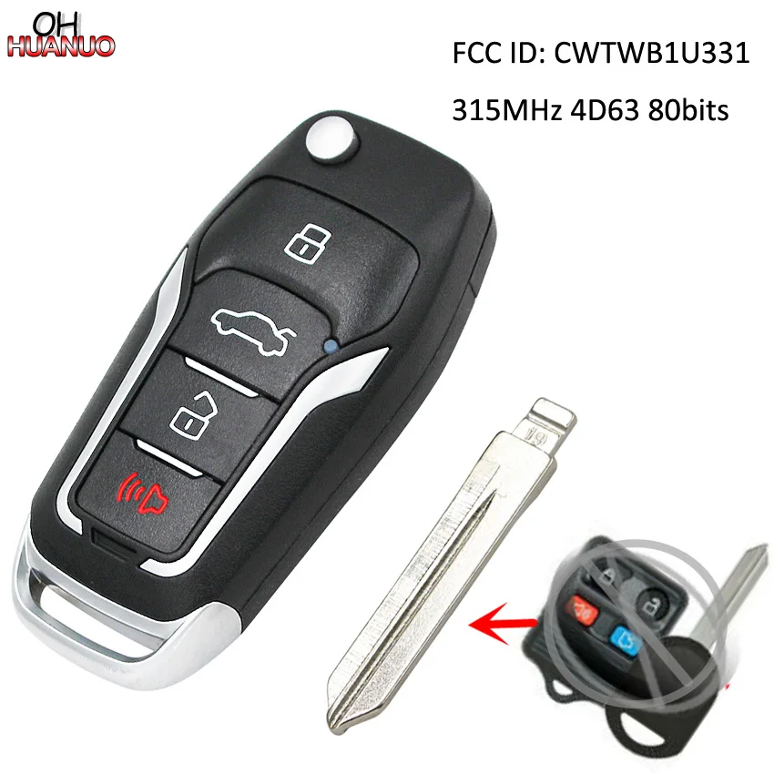 Модернизированный дистанционный ключ 315 МГц 4D63 80 битные чипы для Ford Lincoln Mercury-FCC: CWTWB1U331