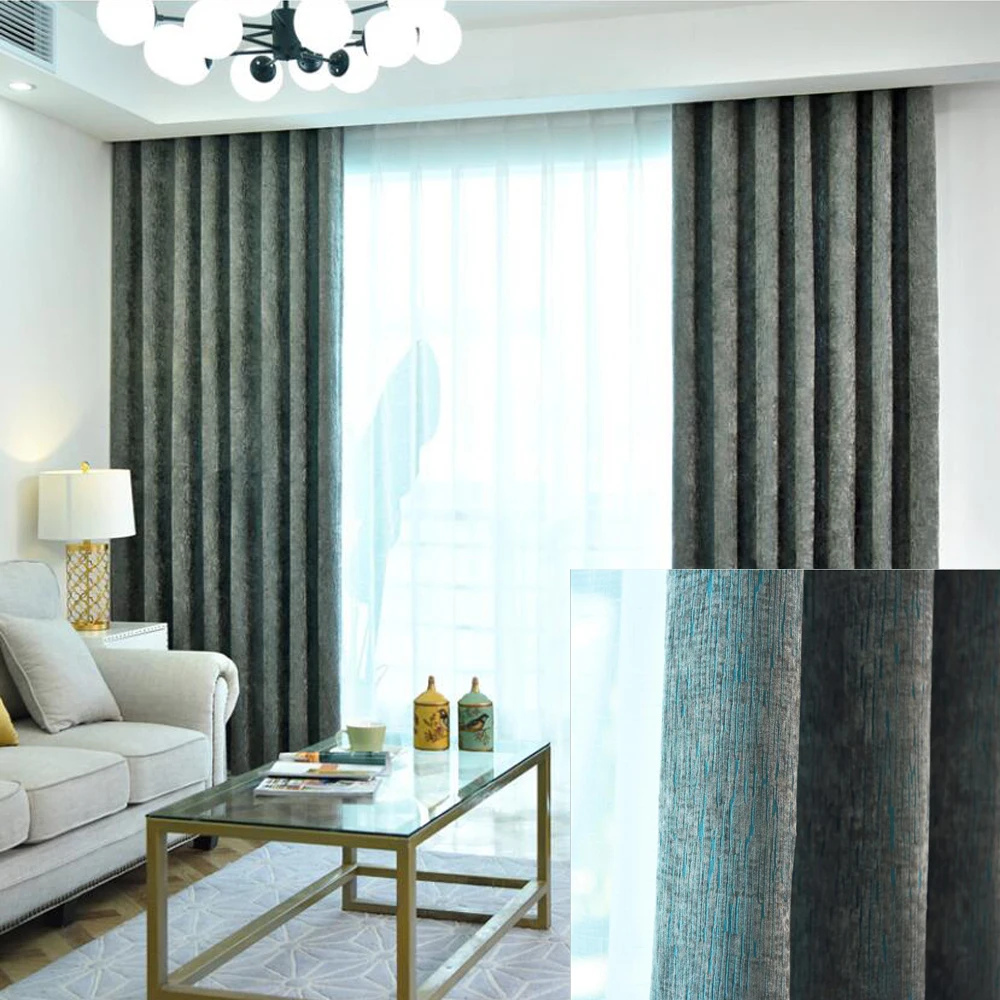

Chenille Modern Blackout Curtains for Living Room The Bedroom Curtains Drapes Window Stripe Home Decoration Curtain Customized