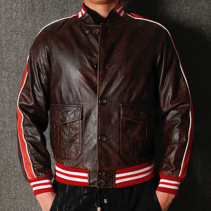 

US Air Force Cow Leather Jacket Autos Trench Coat Automotive Mens Genuine Leather Jacket Spring Autumn Plus Size Streetwear A800