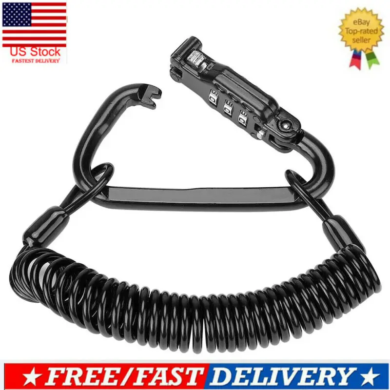 Motorcycle Helmet Lock& Black Tough Combination Universal Fit Bicycle Stroller PIN Locking Carabiner Device