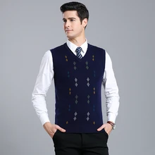 Весна осень мужские вязаные жилеты с v-образным вырезом свитер без рукавов пуловер шерстяной жилет