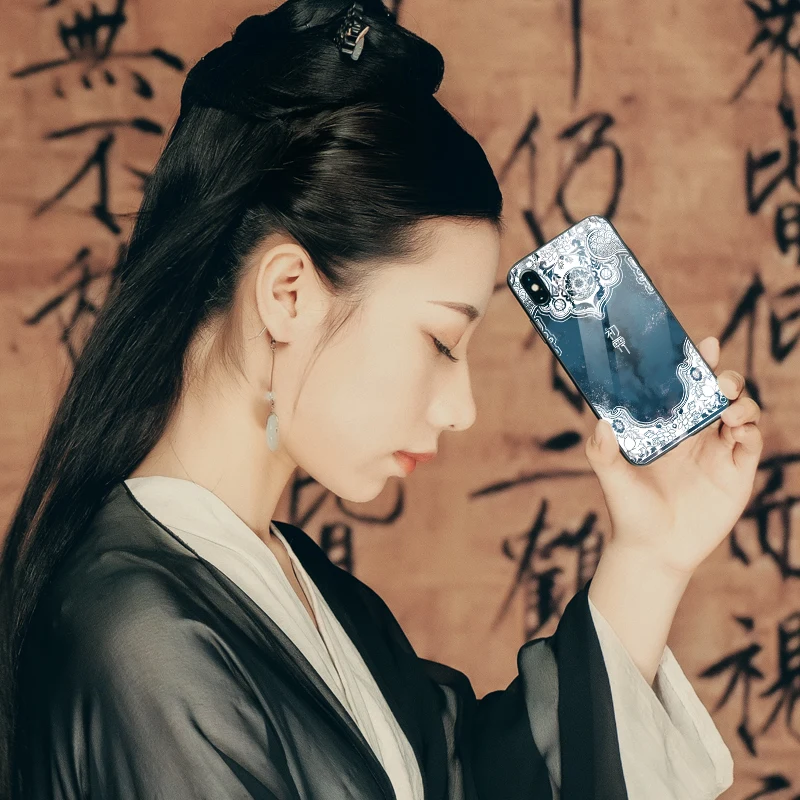 Китайский винтажный Дворцовый стиль чехол для iphone 11 PRO MAX XS XR X Закаленное Стекло чехол для телефона 7 8 Plus