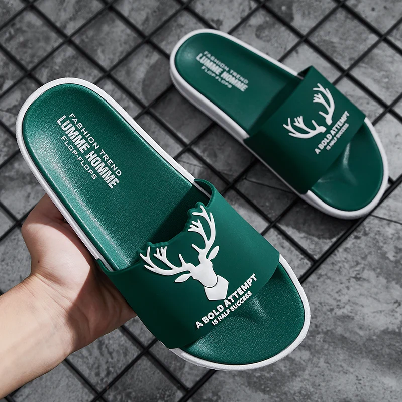 

Ins Women Summer Slippers Slide Sandals Beach Slides Cartoon Animal 3d Deer Flip Flops Slide Sandals Women Men Couple Shoes