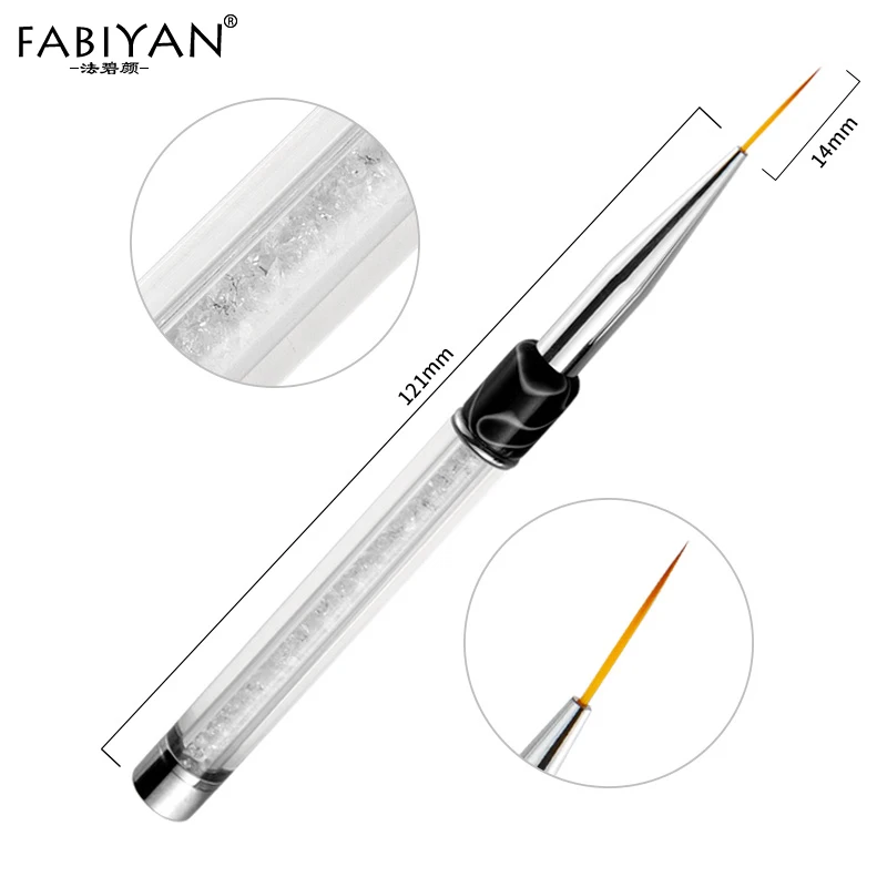 7/14mm Nail Art Brush Crystal Rhinestone Acrylic Brushes UV Gel Polish Painting Drawing Line Pen Liner Tips Tools DIY Manicure - Цвет: 14mm Black