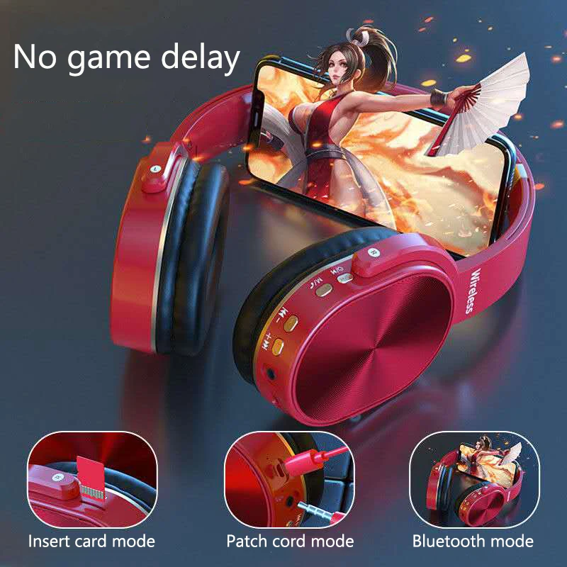 New Foldable wireless bluetooth 5 0 headset large moving coil high definition cool headset for heavy metal music Exquisite gift