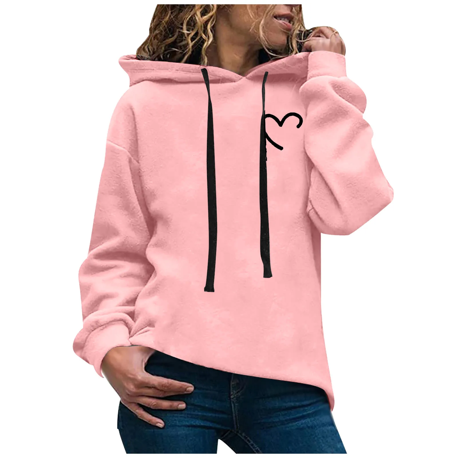 Hoodies Women Love Print Hooded Sweatshirt Harajuku Long Sleeve Hooded Top Autumn Casual Female Loose Tracksuit Sudadera Mujer 2