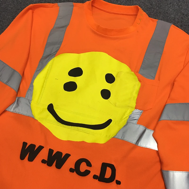 ASAP Rocky CPFM W.W.C.D. Улыбка 3M Светоотражающие футболка Для мужчин и Для женщин с длинными рукавами Harajuku футболка с круглым вырезом; свитер, пуловер, футболка