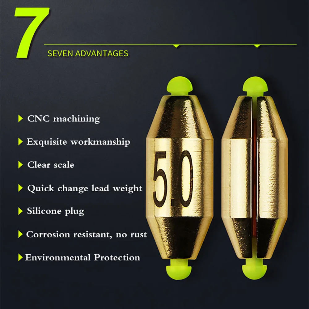 15/20Pcs Copper Raft Fishing Sinkers Fast Enter Water 0.5-3.0# Weight Japan Rock Sea Fishing Lure Accessories Quick Replacement