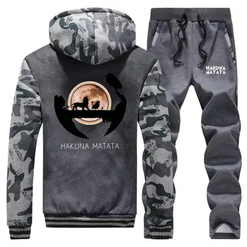 

Men 2019 Winter Hoodies Jacket+pants Sets Sportswear+sweatpants 2 pcs Set Warm Thick Outerwear slim fit long sleeve fleece coat