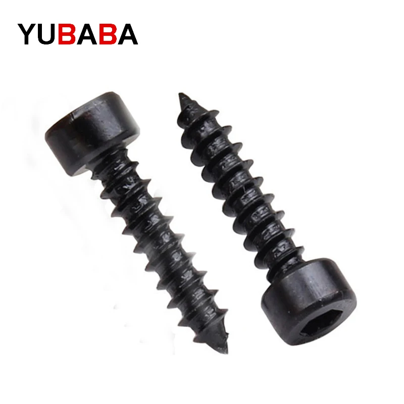 50 teile/los M2 M2,6 M3 M3,5 M4 Carbon Stahl Mit Schwarz Innensechskant Kappe Kopf selbstschneidende schraube Modell Schrauben