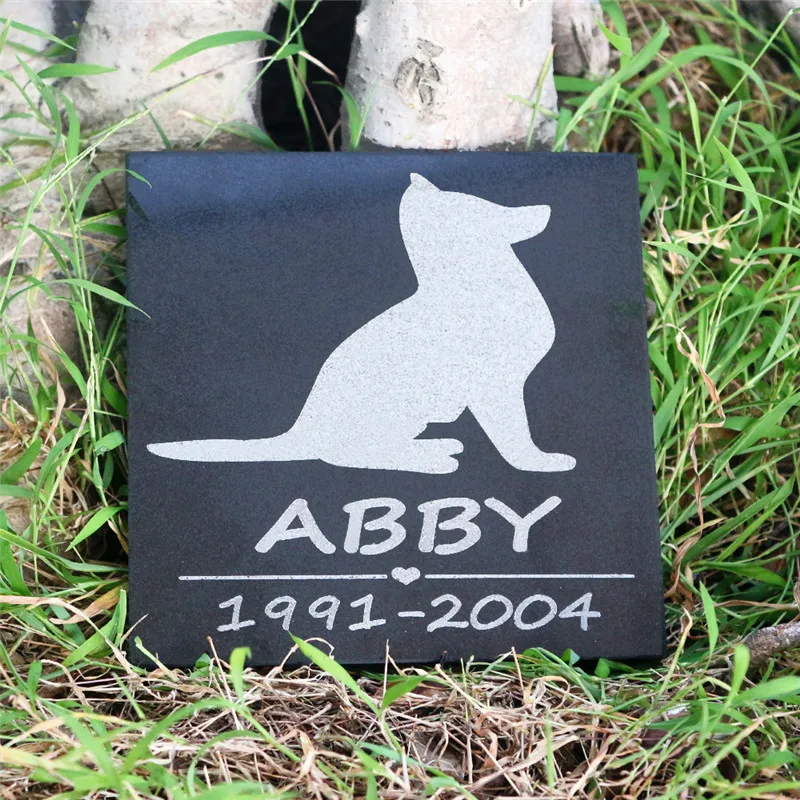

Granite Dog Memorial Stones Personalized Pet Memorial Stones Headstones For Dog Cat Pattern 6"×6"Inch JSYS