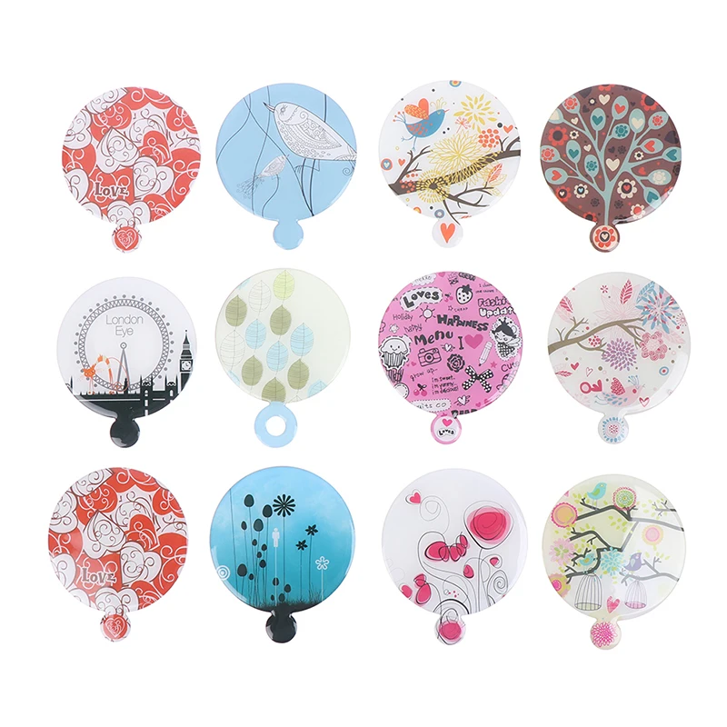 1pcs Portable Mini Shatterproof Card Style Pocket Cosmetic Mirror PU Leather Cover Stainless Steel Makeup Mirror Card Random