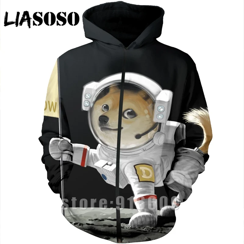 Толстовка с 3D принтом животных для мужчин собака doge панк логотип wo для мужчин Уличная Harajuku Толстовка куртка на молнии Аниме толстовки с длинными рукавами A401