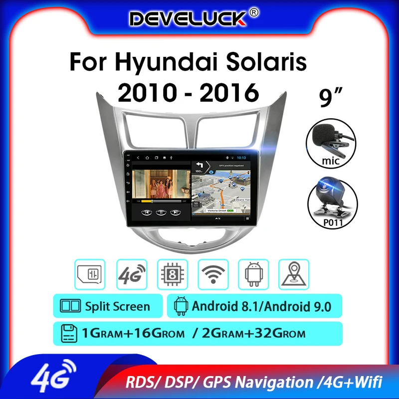 Android 9 0 2 Din автомобильное радио для Hyundai Solaris Verna Accent i25 2010 2016 2G + 32G GPS навигация