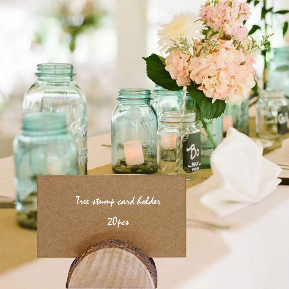20pcs Wooden Table Holder and Folding Cardboard Place Card Holders Note Photo Picture Clip Wood Wedding Party Direction Signs