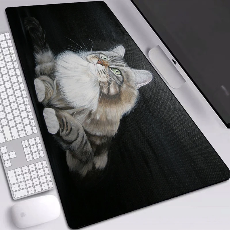 

2020 Cute Cat Mouse Pad Gamer Desk Mat Large M/L/XL/XXL with Black Background Printed Mat Game Accessories Mice Pad Desk Mat